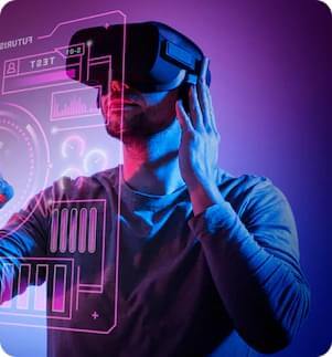 Man using a virtual reality headset