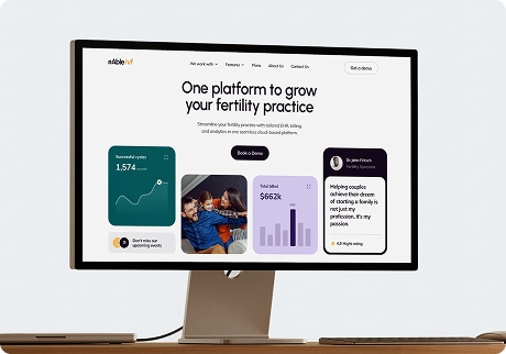 Healthcare practice dashboard on a desktop monitor